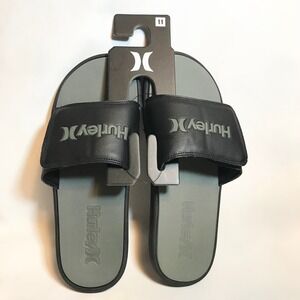 Hurley Mens Slide Sandals Black Grey Adjustable Strap HFS0002ZZ-008 Size 11